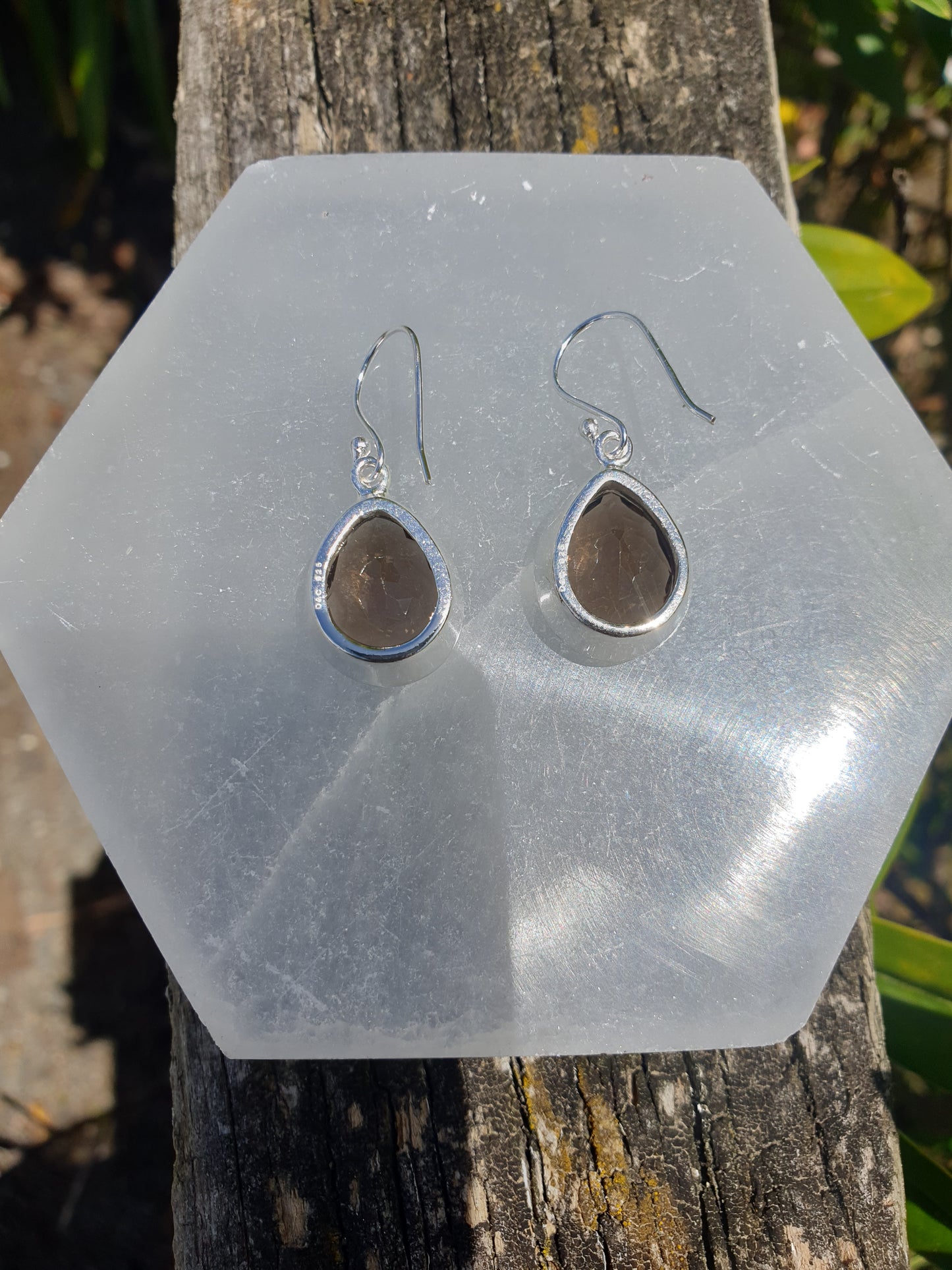 Smoky Quartz | Faceted Sterling Silver Earrings A