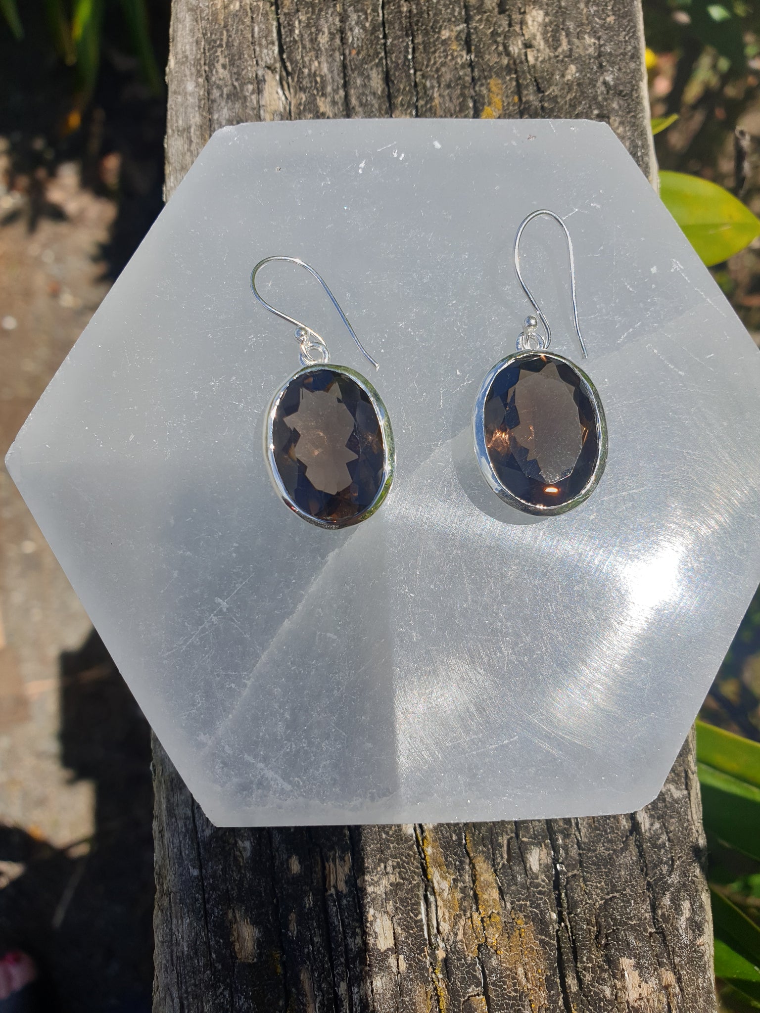 Smoky Quartz | Faceted Sterling Silver Earrings B
