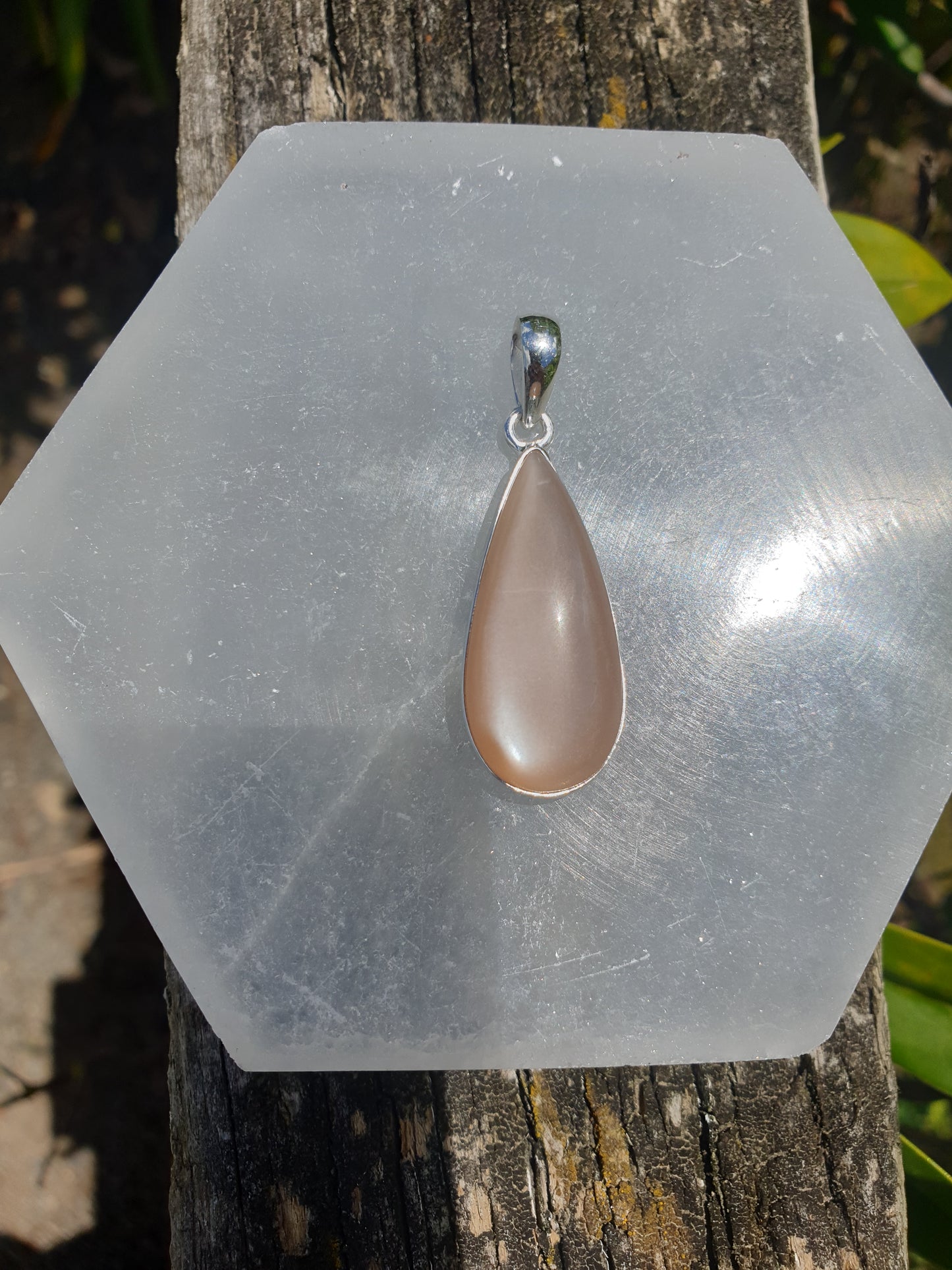 Peach Moonstone | Sterling Silver Pendant E