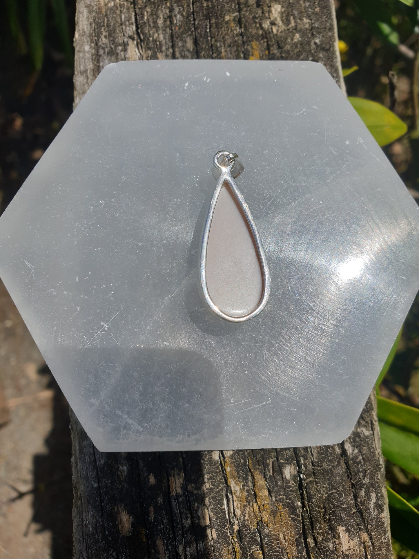 Peach Moonstone | Sterling Silver Pendant E