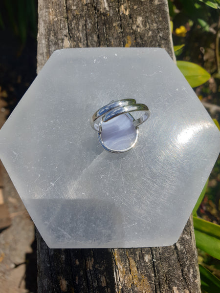 Blue Lace Agate | Adjustable Sterling Silver Ring C