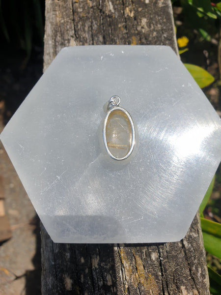 Golden Rutile | Polished Sterling Silver Pendant B