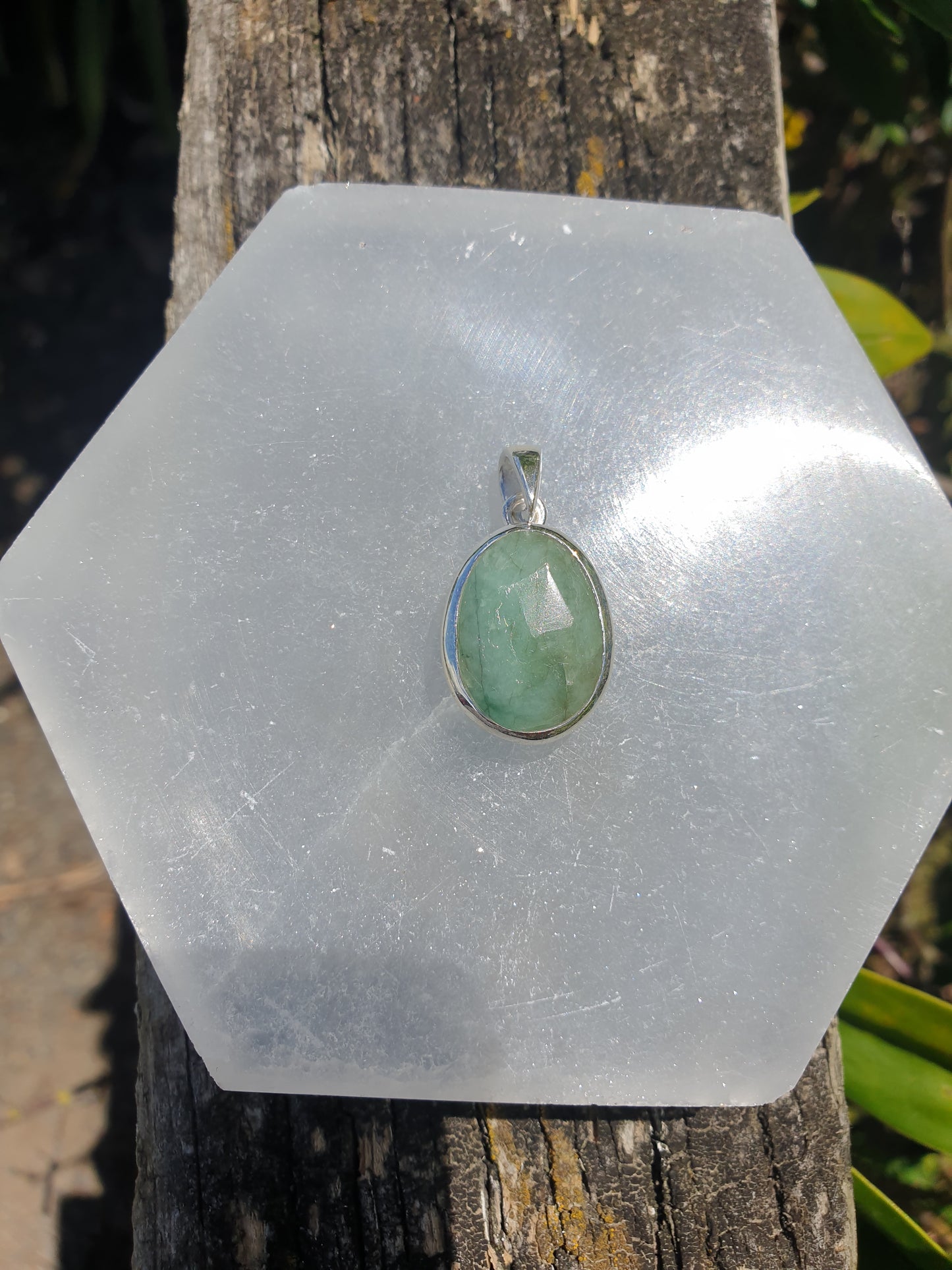 Emerald | Rose Cut Sterling Silver Pendant B