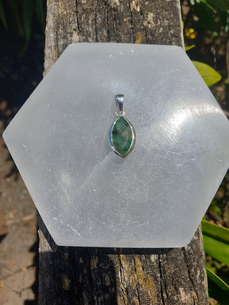 Emerald | Faceted Sterling Silver Pendant D