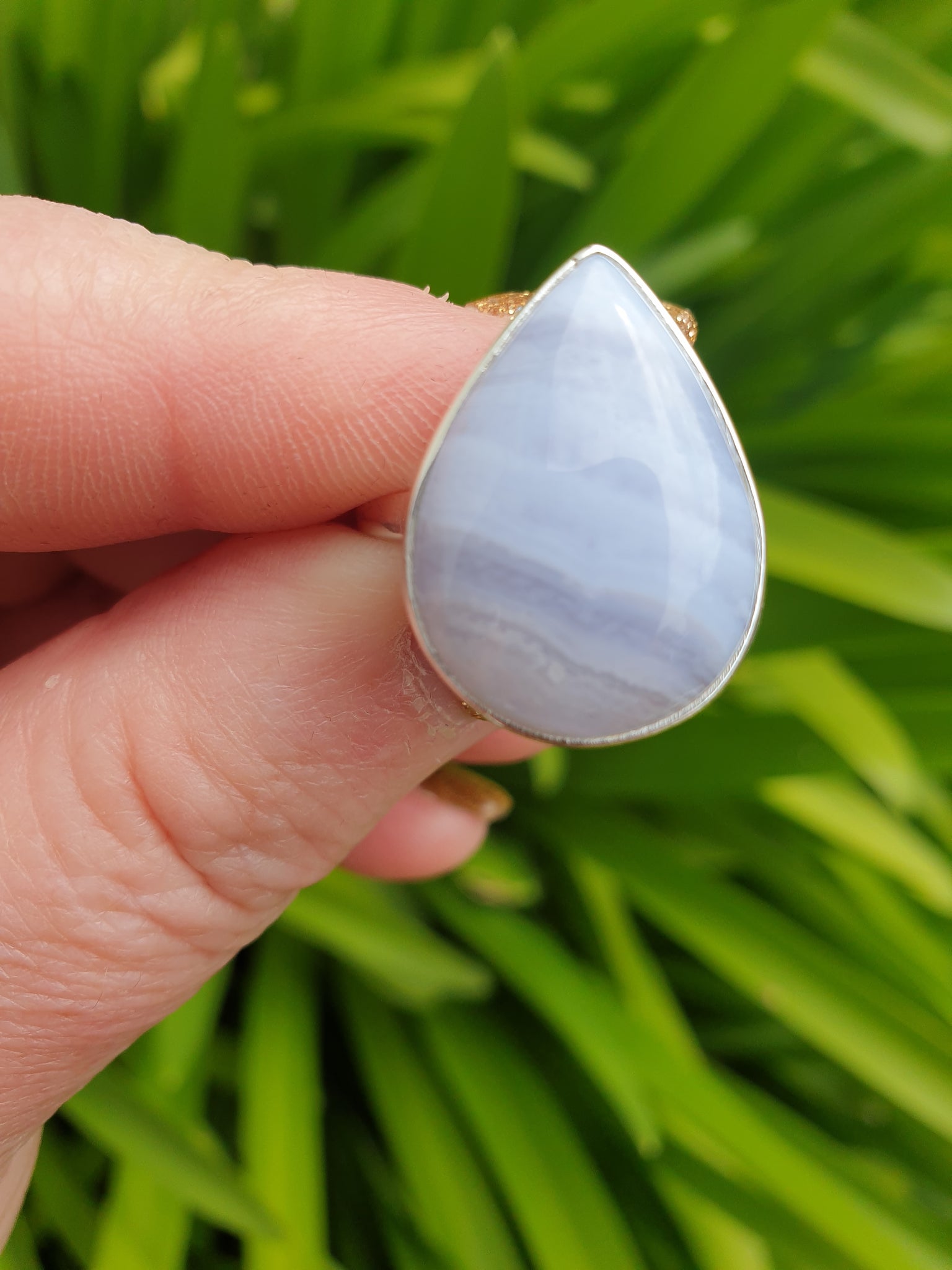 Blue Lace Agate | Adjustable Sterling Silver Ring C