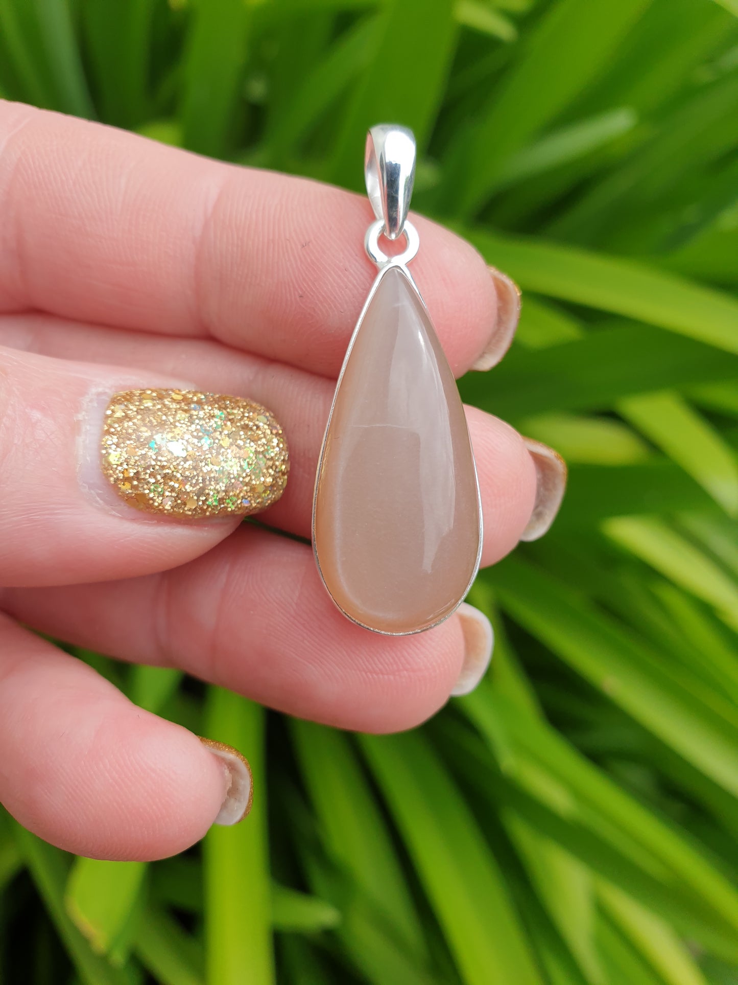 Peach Moonstone | Sterling Silver Pendant E