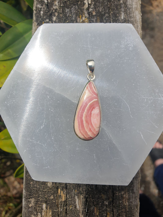 Rhodochrosite | Polished Sterling Silver Pendant B