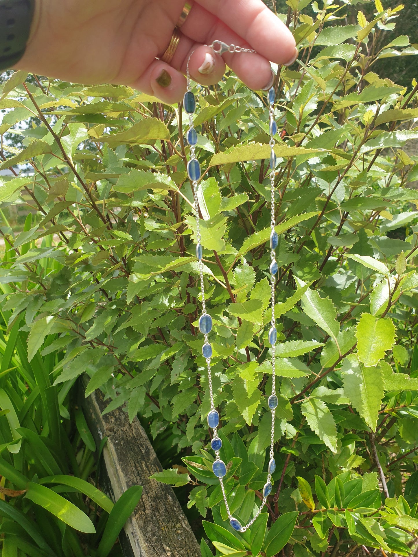 Blue Kyanite | Rose Cut Sterling Silver Necklace 60cm