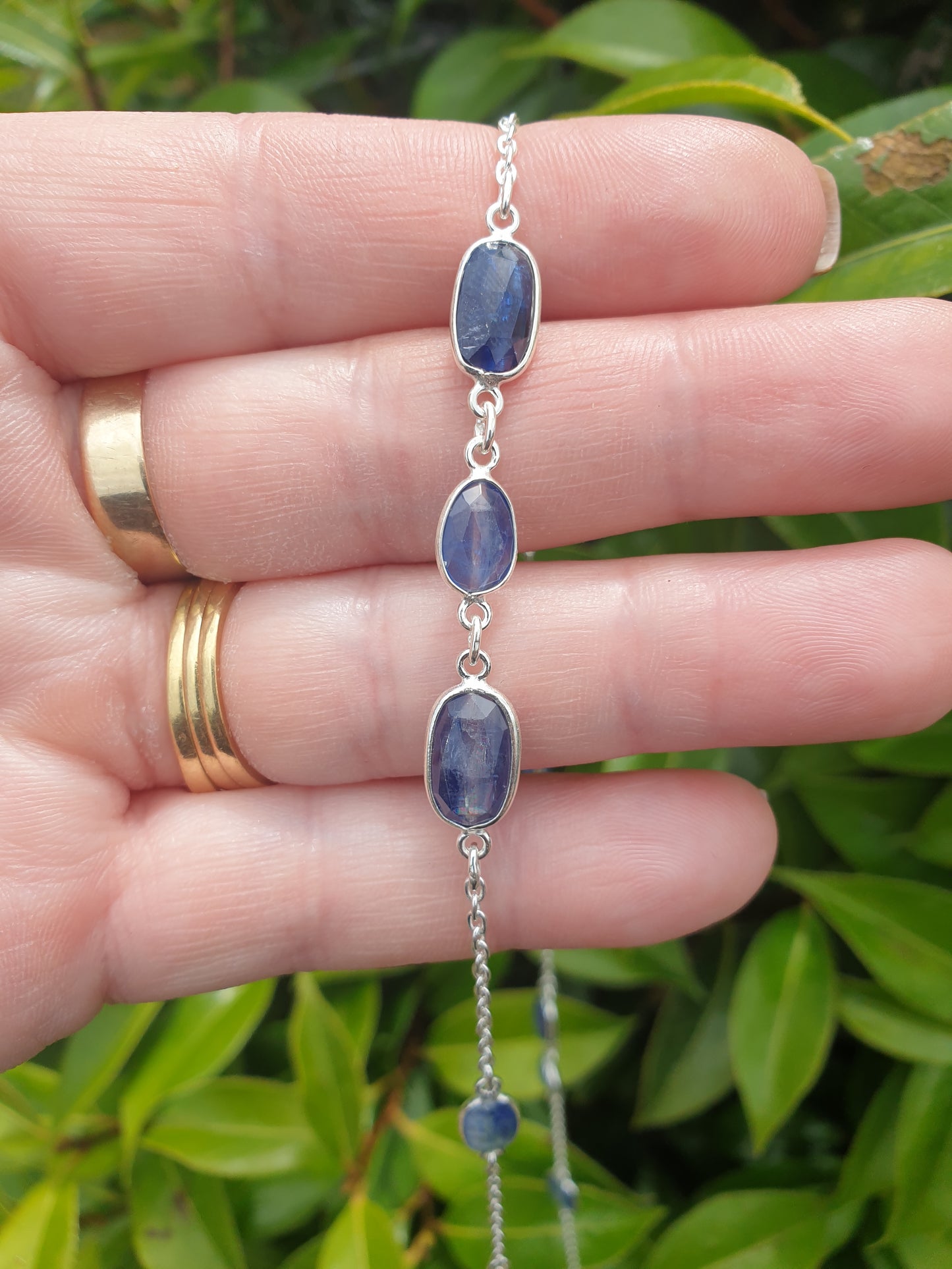 Blue Kyanite | Rose Cut Sterling Silver Necklace 60cm