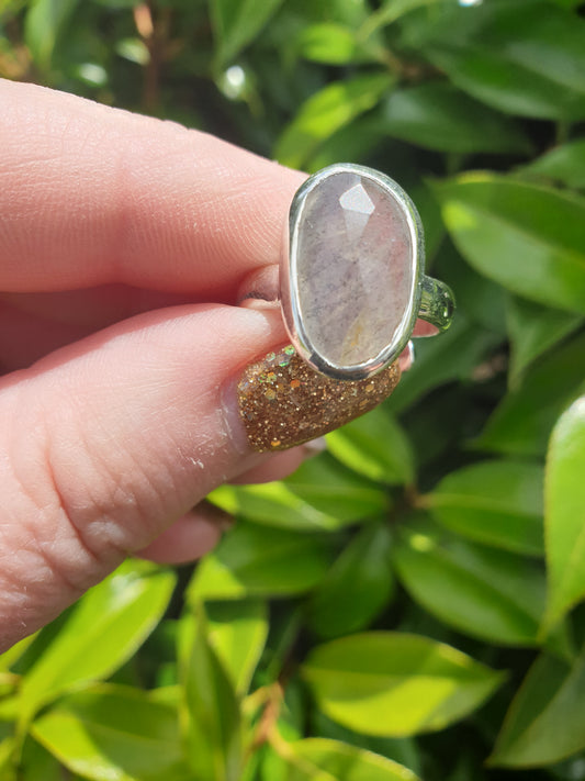 Labradorite | Rose Cut Sterling Silver Adjustable Ring B