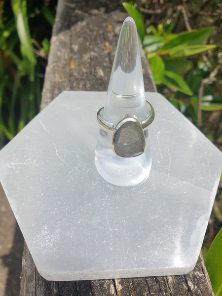 Labradorite | Rose Cut Sterling Silver Adjustable Ring D