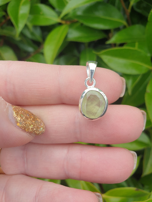 Prehnite | Rose Cut Sterling Silver Pendant C