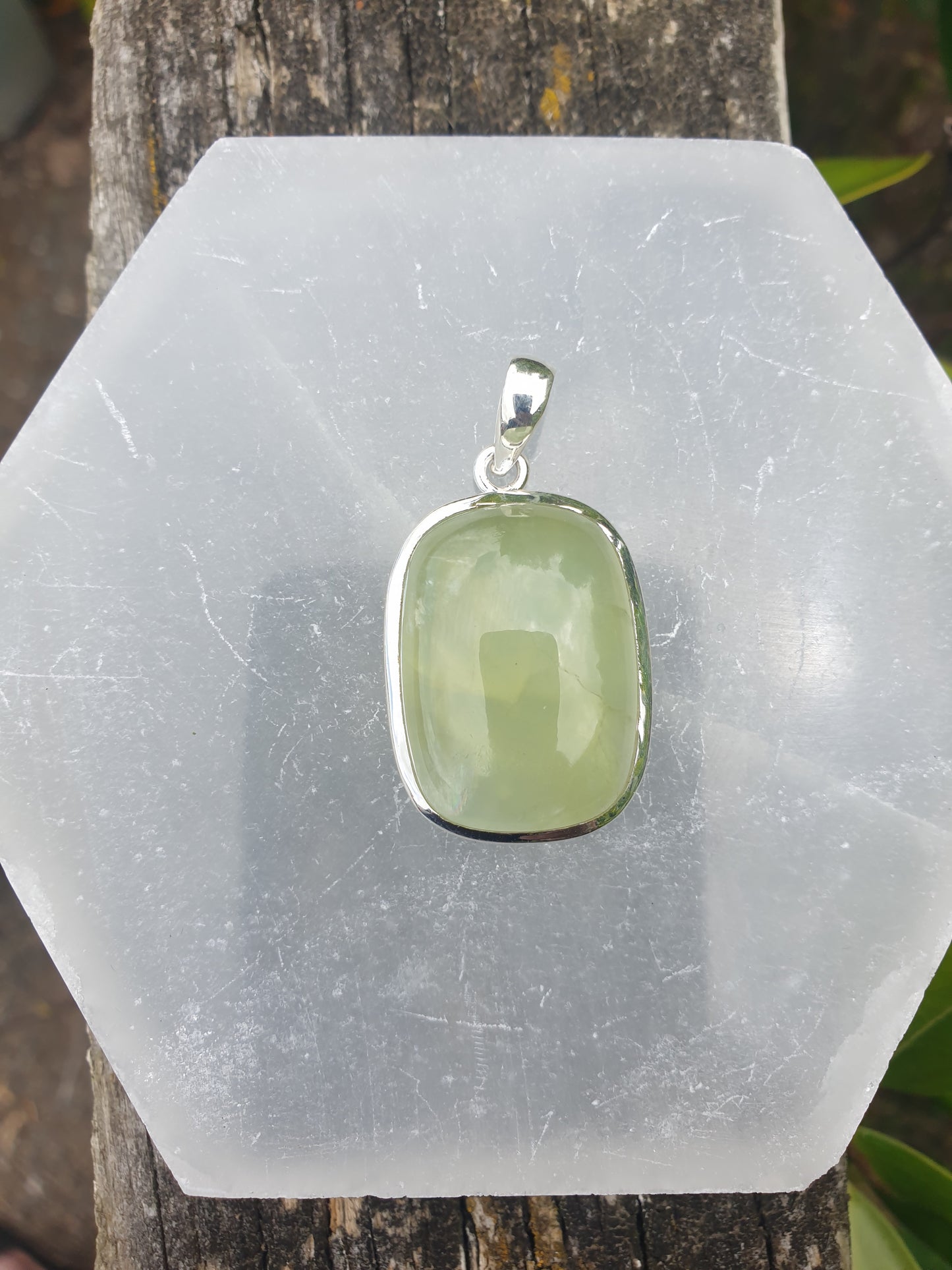 Prehnite | Polished Sterling Silver Pendant D