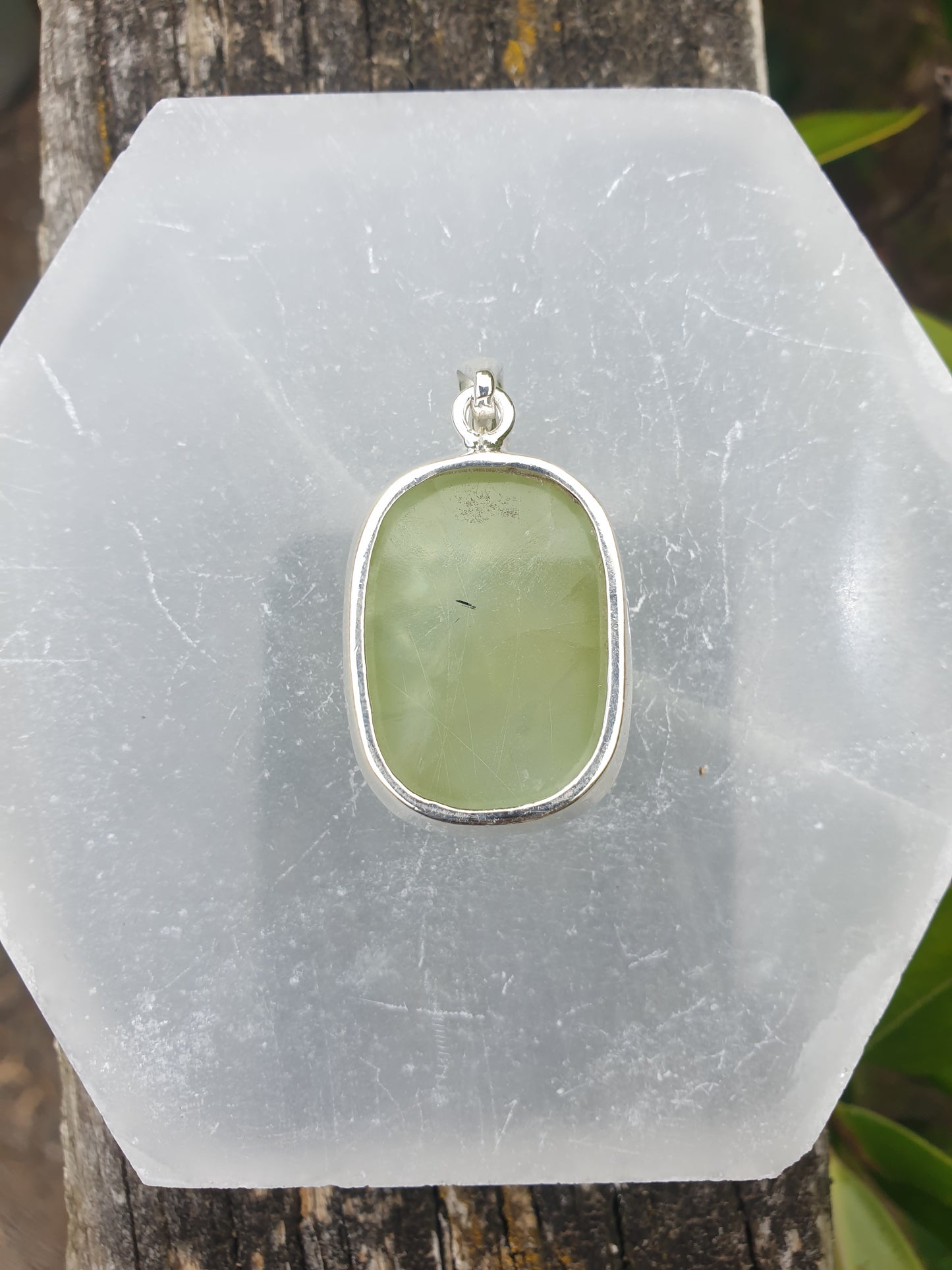 Prehnite | Polished Sterling Silver Pendant D