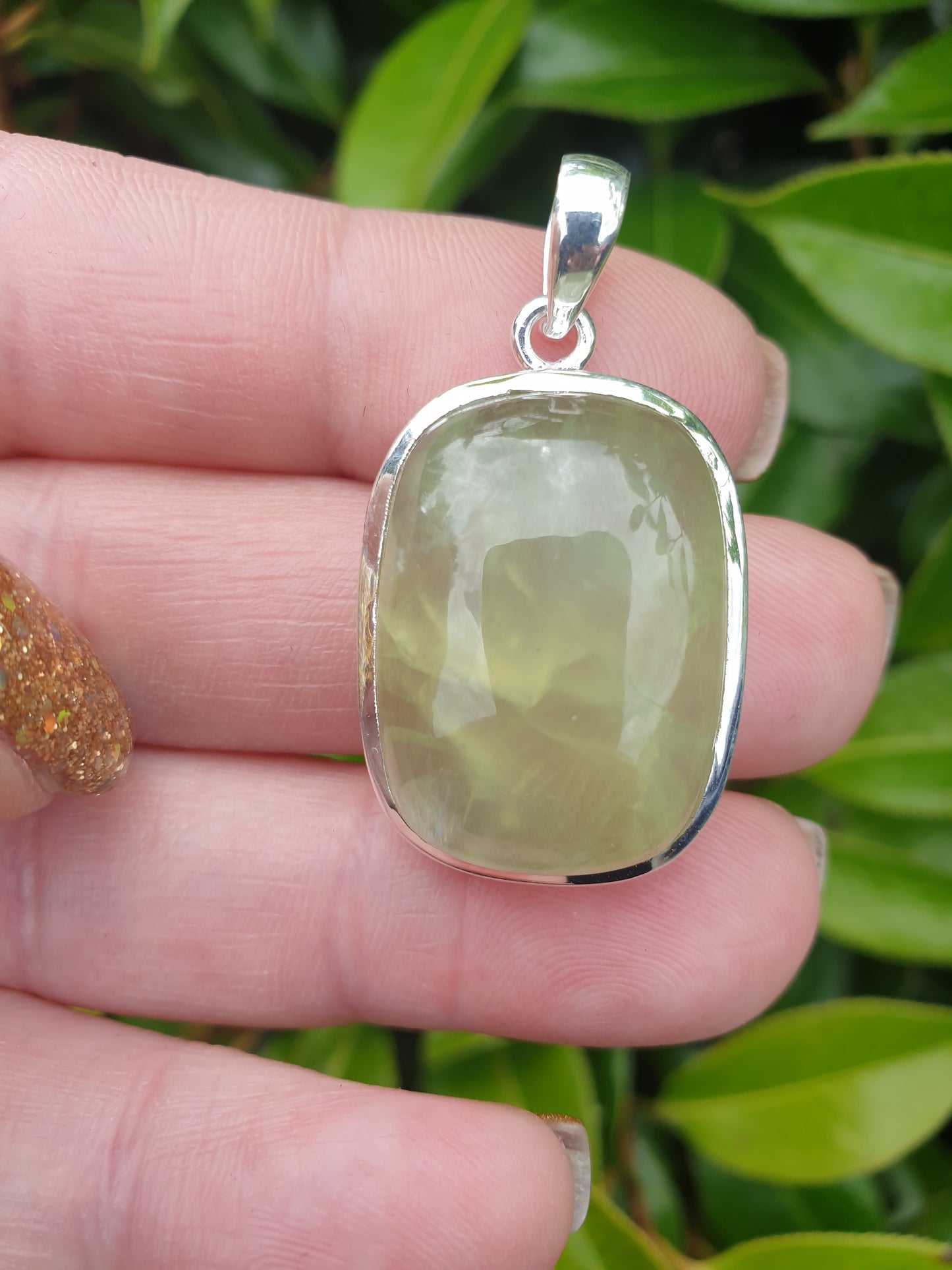 Prehnite | Polished Sterling Silver Pendant D