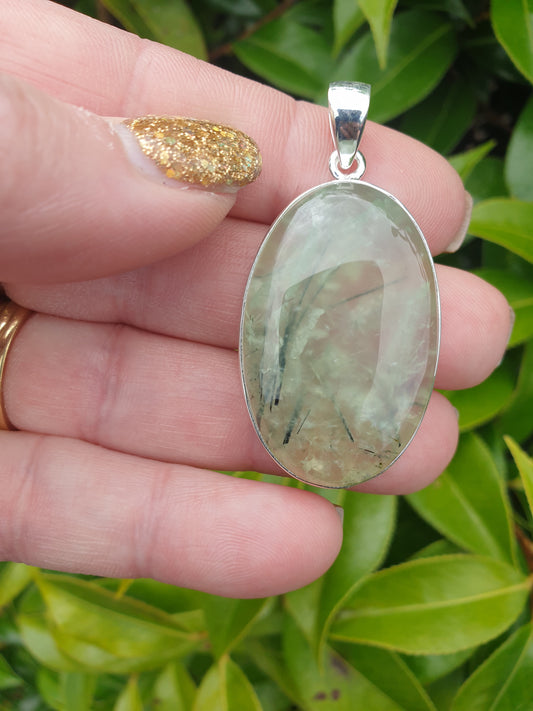 Prehnite | Polished Sterling Silver Pendant E