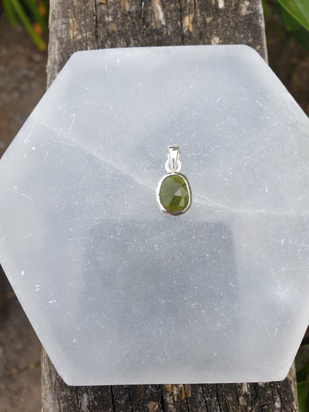 Diopside | Rose Cut Sterling Silver Pendant A