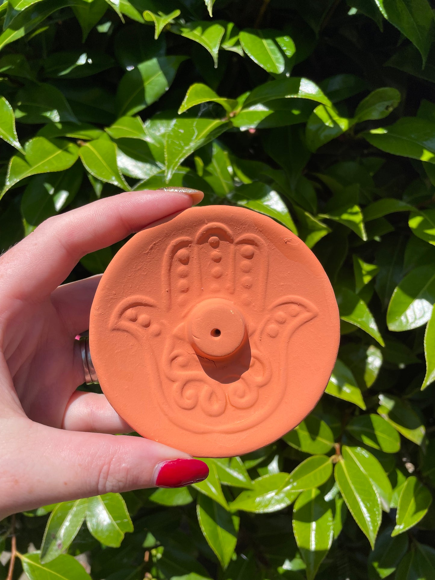 Hamsa Terracotta Incense Plate