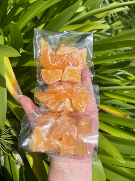 Orange Calcite Rough 100g Bag