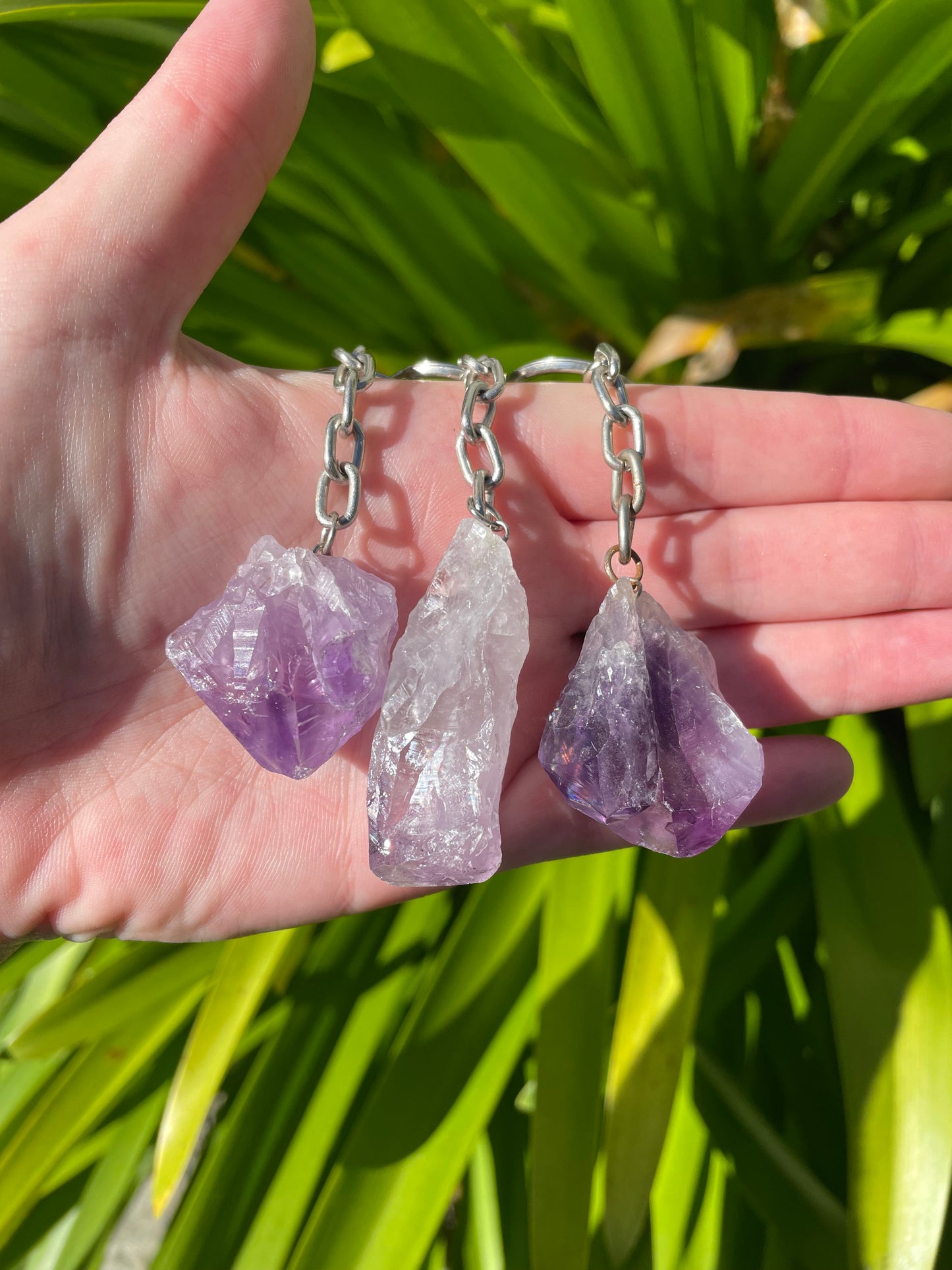 Amethyst Rough Point Crystal Keyring