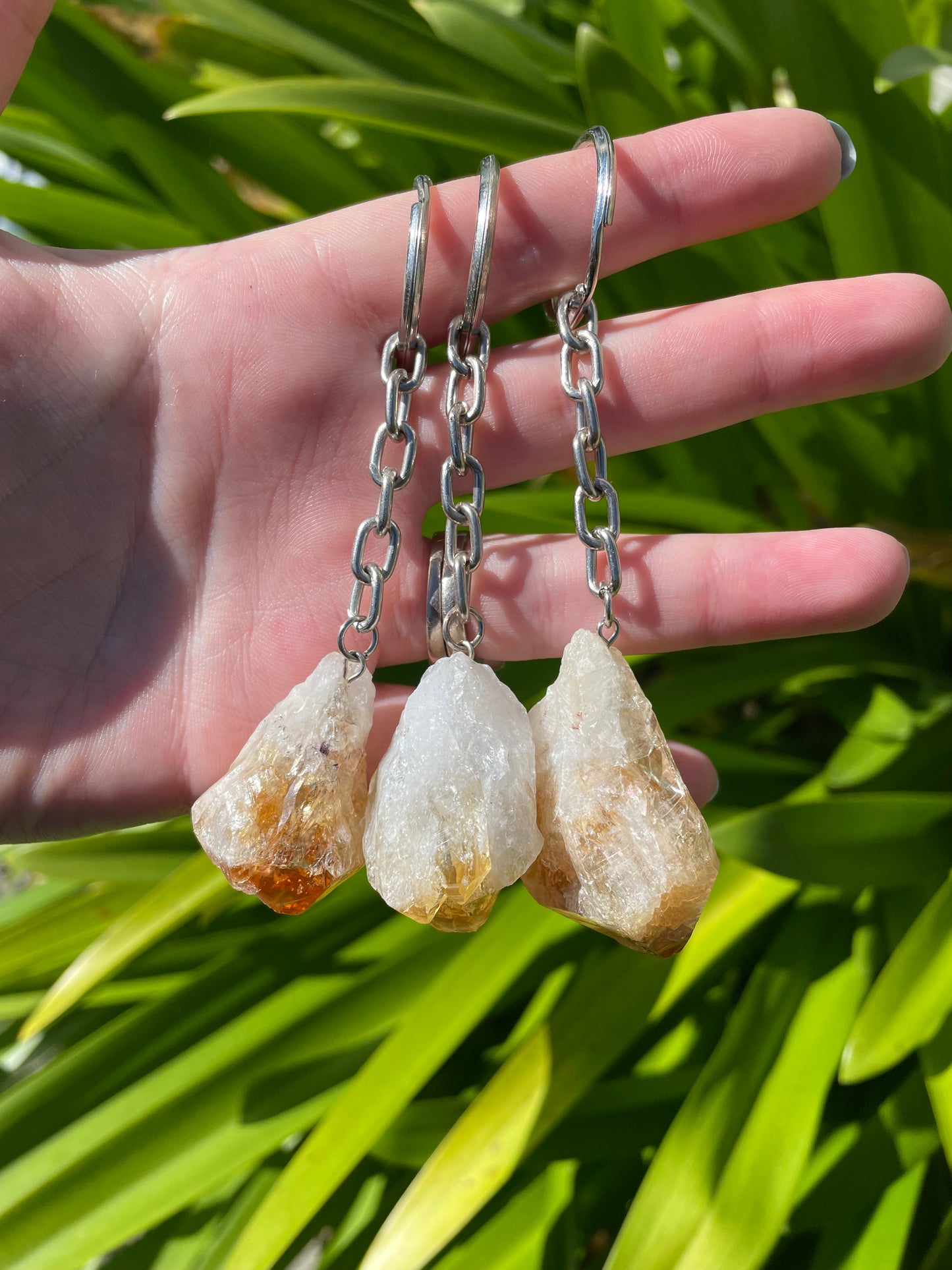 Citrine Rough Point Crystal Keyring