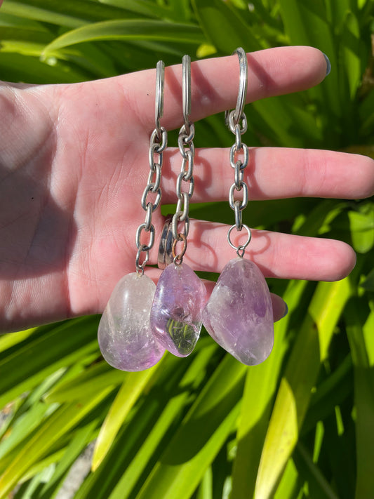 Amethyst Tumbled Crystal Keyring