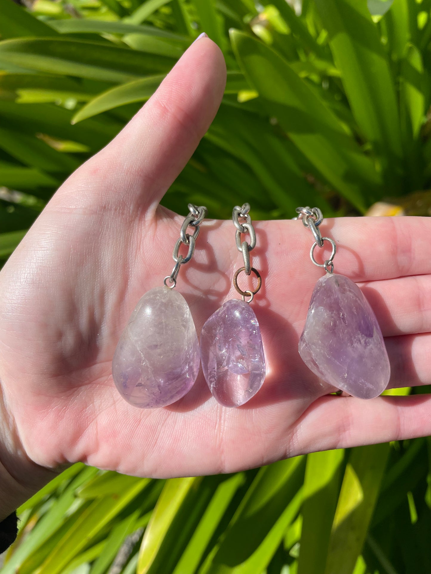 Amethyst Tumbled Crystal Keyring