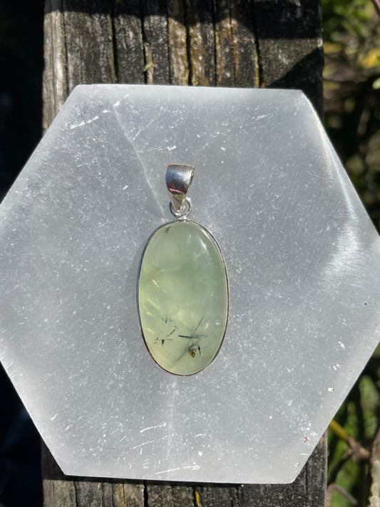 Prehnite | Polished Sterling Silver Pendant F