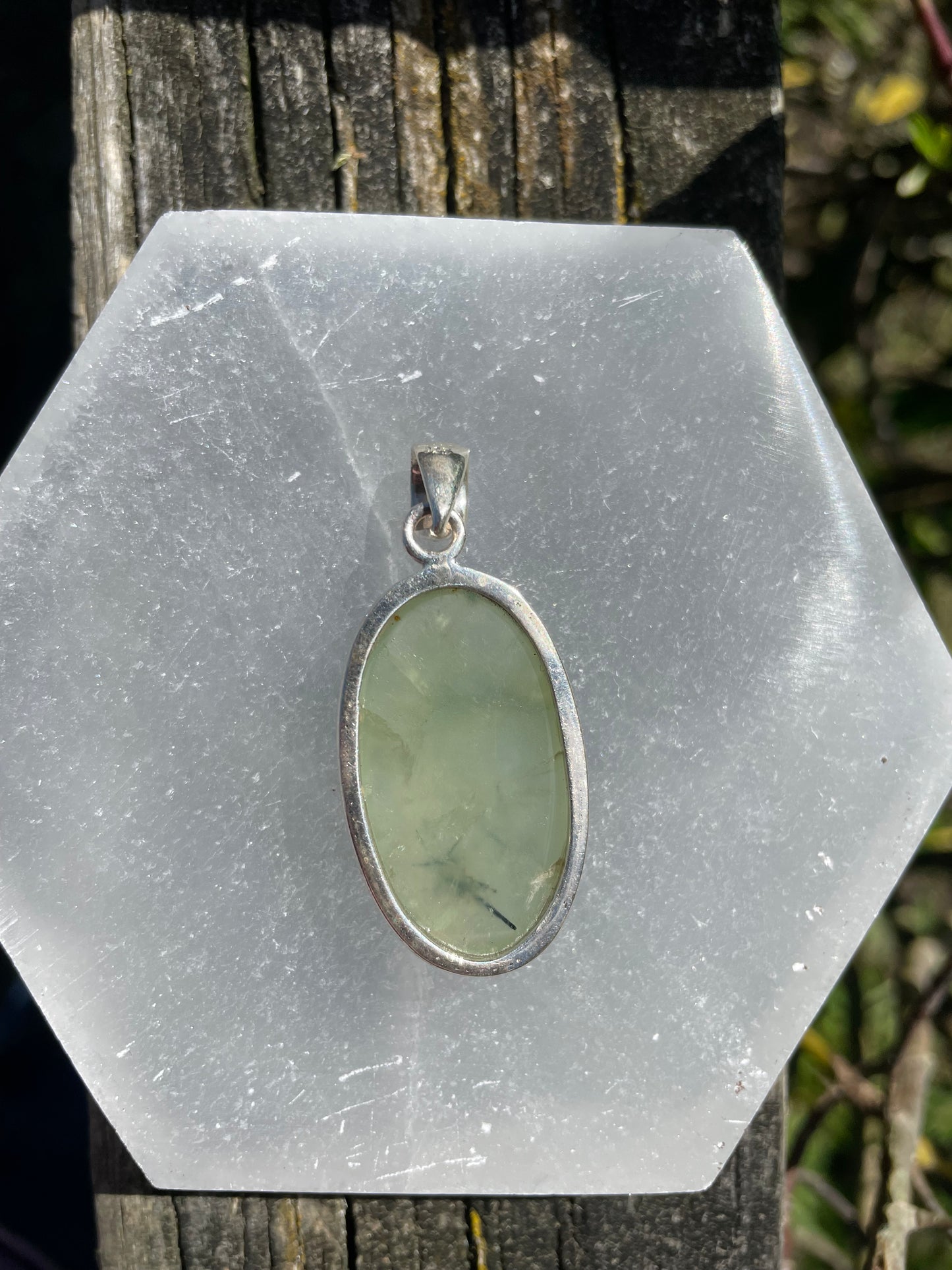 Prehnite | Polished Sterling Silver Pendant F