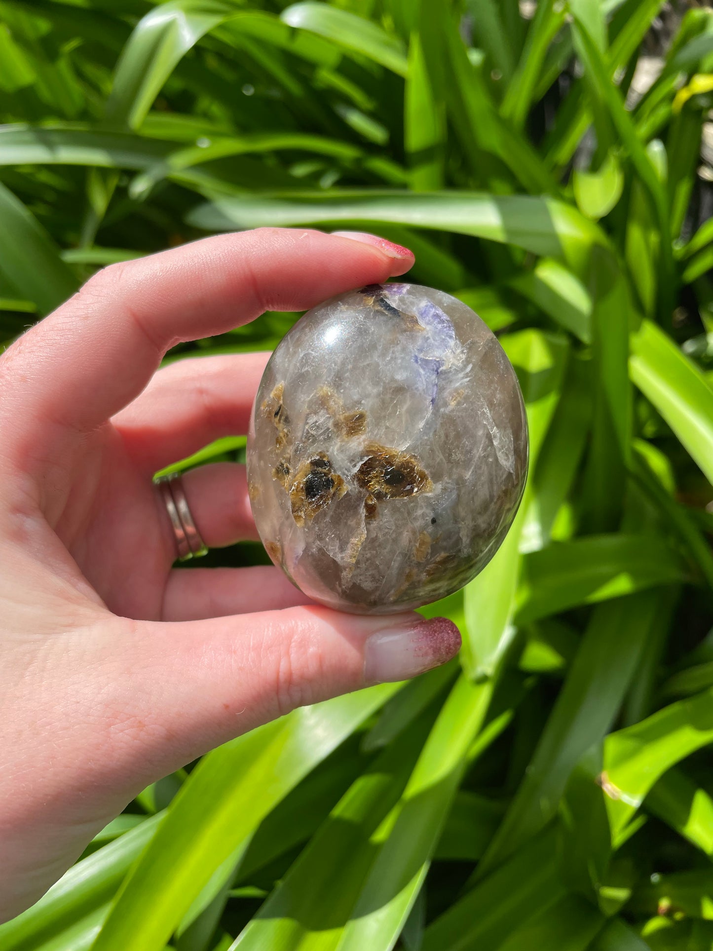 Lepidolite & Tourmaline Mix ' Unicorn Stone ' Palm Stone B