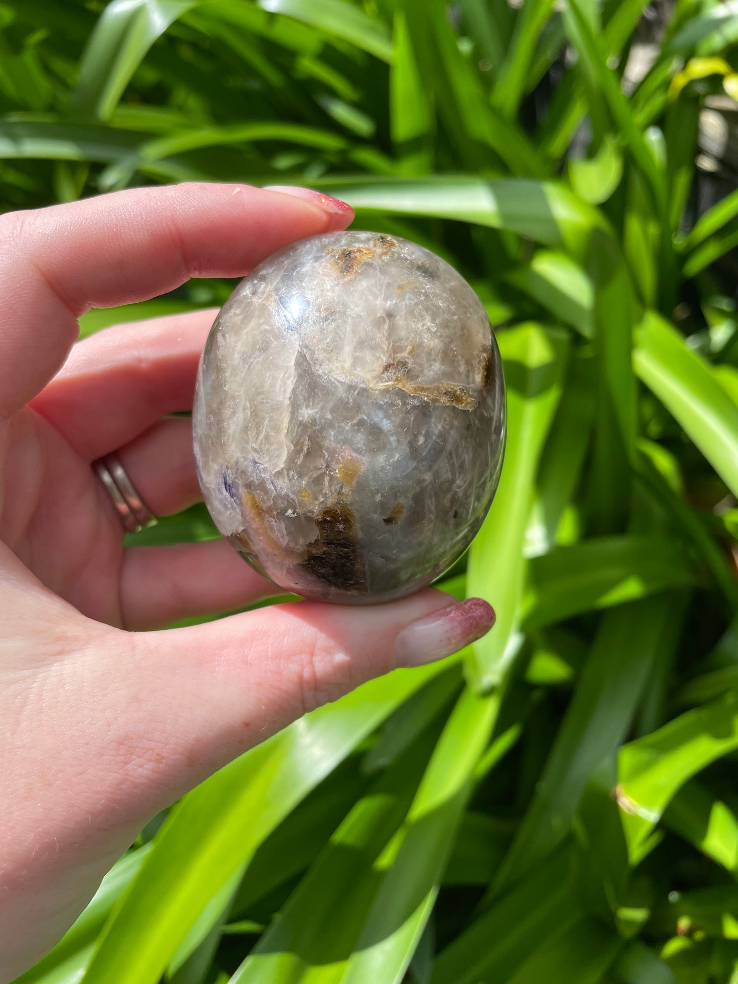 Lepidolite & Tourmaline Mix ' Unicorn Stone ' Palm Stone B