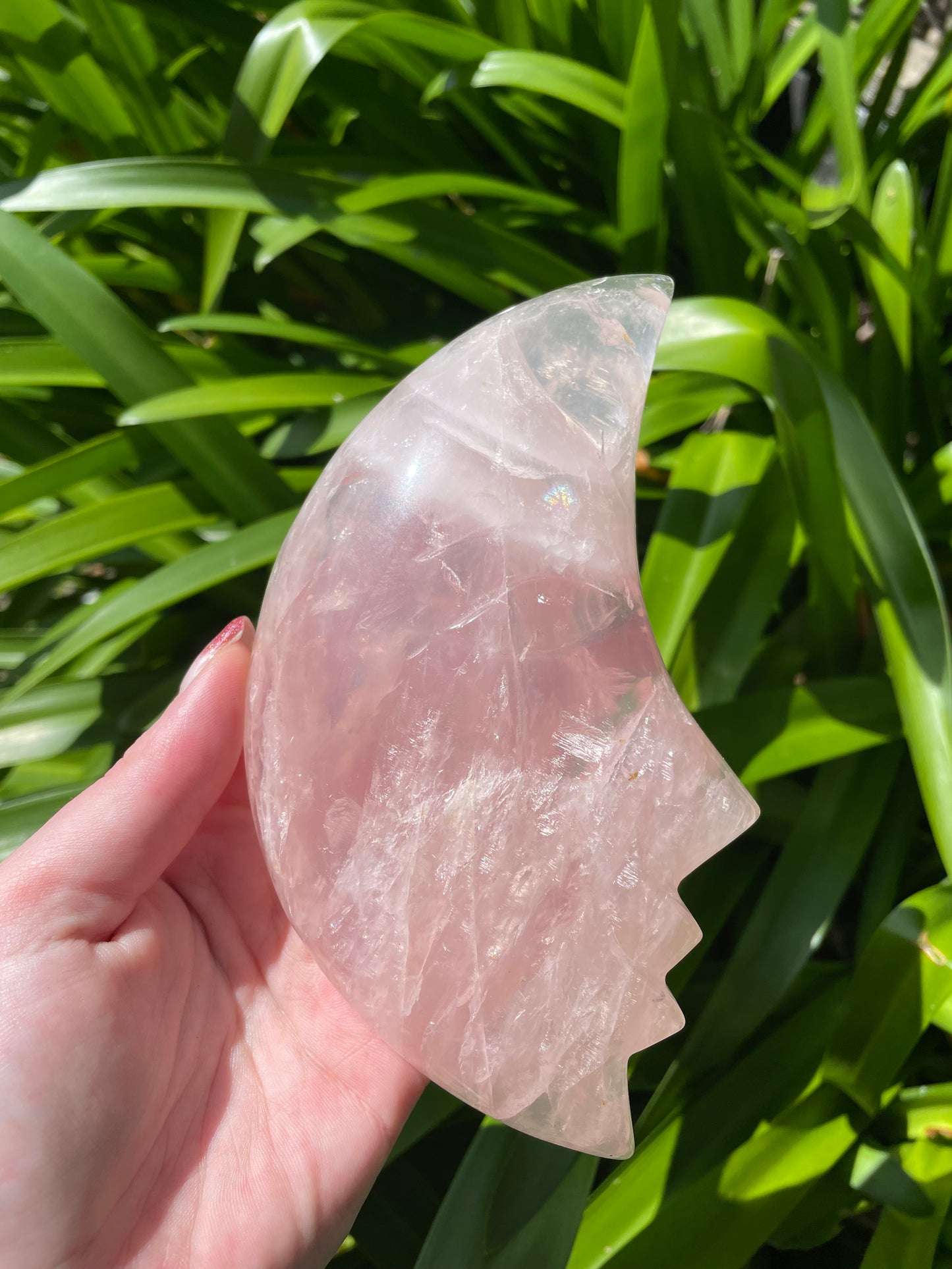 Rose Quartz Moon with Face