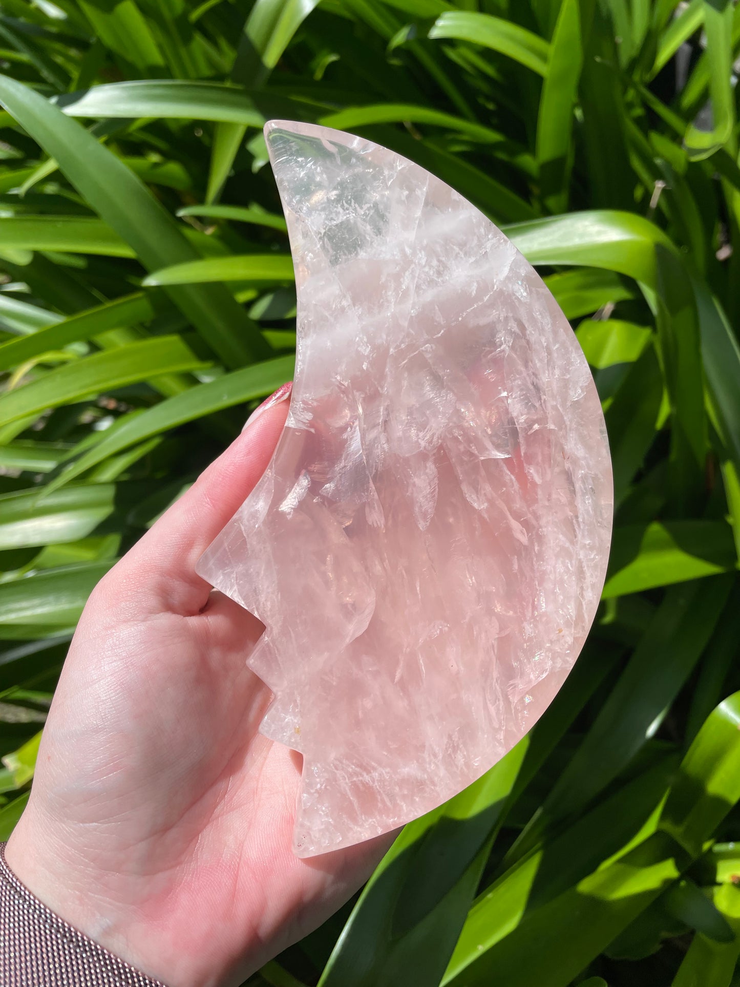 Rose Quartz Moon with Face