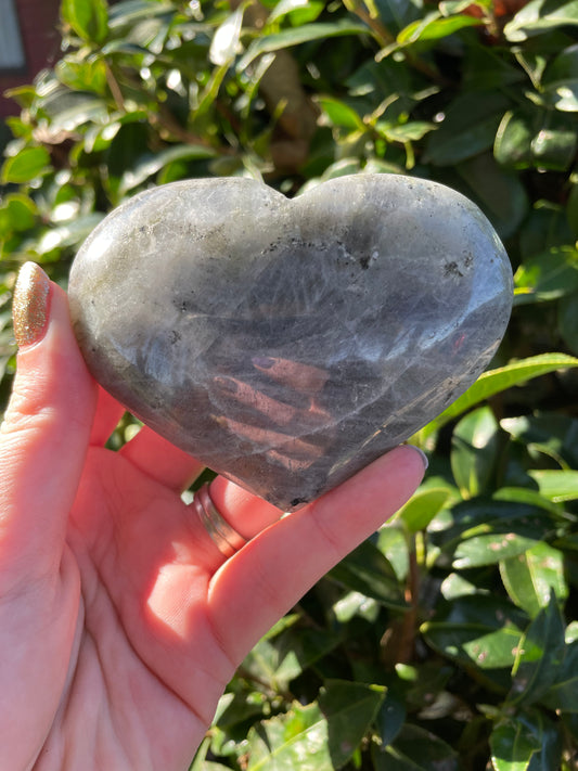 Orange & Purple Flash Labradorite Heart