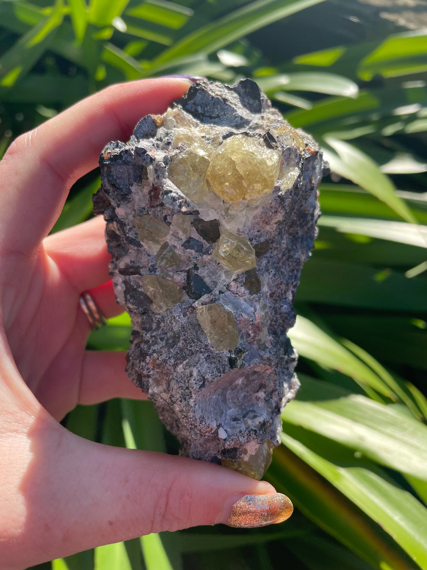 Yellow Apatite In Matrix Cluster