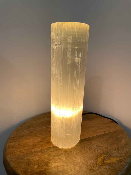 Selenite Cylinder Lamp